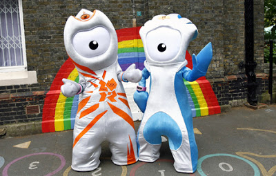 Launch of the London 2012 Olympic and Paralympic mascots. Embargoed to 1900 Wednesday May 19.The launch of the London 2012 Olympic and Paralympic mascots - Wenlock (left) and Mandeville (right) respectively - at St Paul's Whitechapel Church of England Primary School in Tower Hamlets, east London. Picture date: Wednesday May 19, 2010. The mascots will be shown in Britain for the first time on the One Show on BBC1 this evening at 7pm. See PA story OLYMPICS Mascot. Photo credit should read: Johnny Green/PA Wire URN:8873734 (Press Association via AP Images)